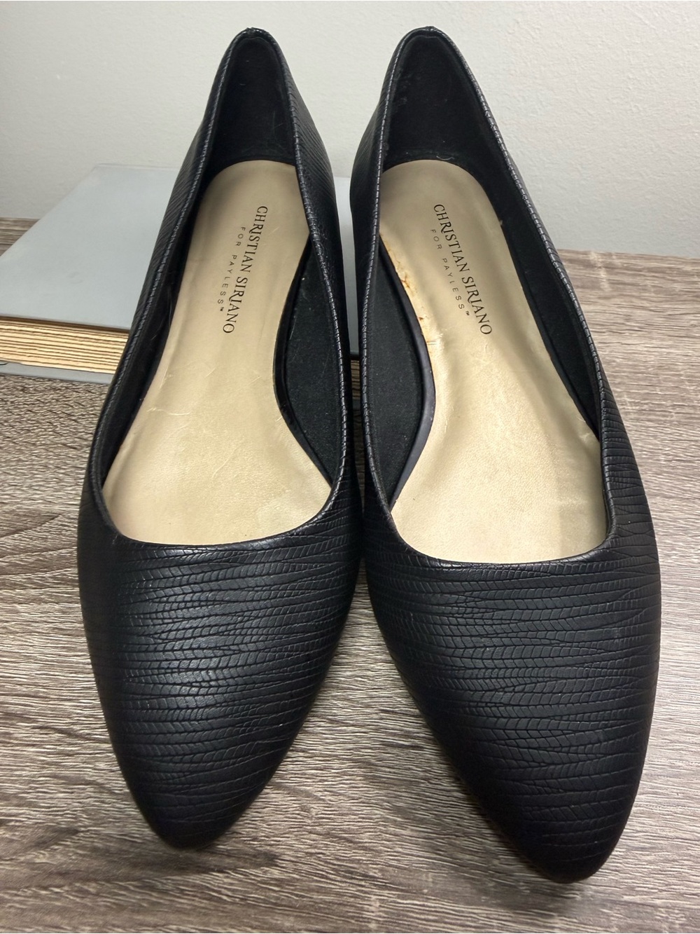 Christian Siriano for Payless Black Pointed Toe Flats 7.5 W Minimalist Chic